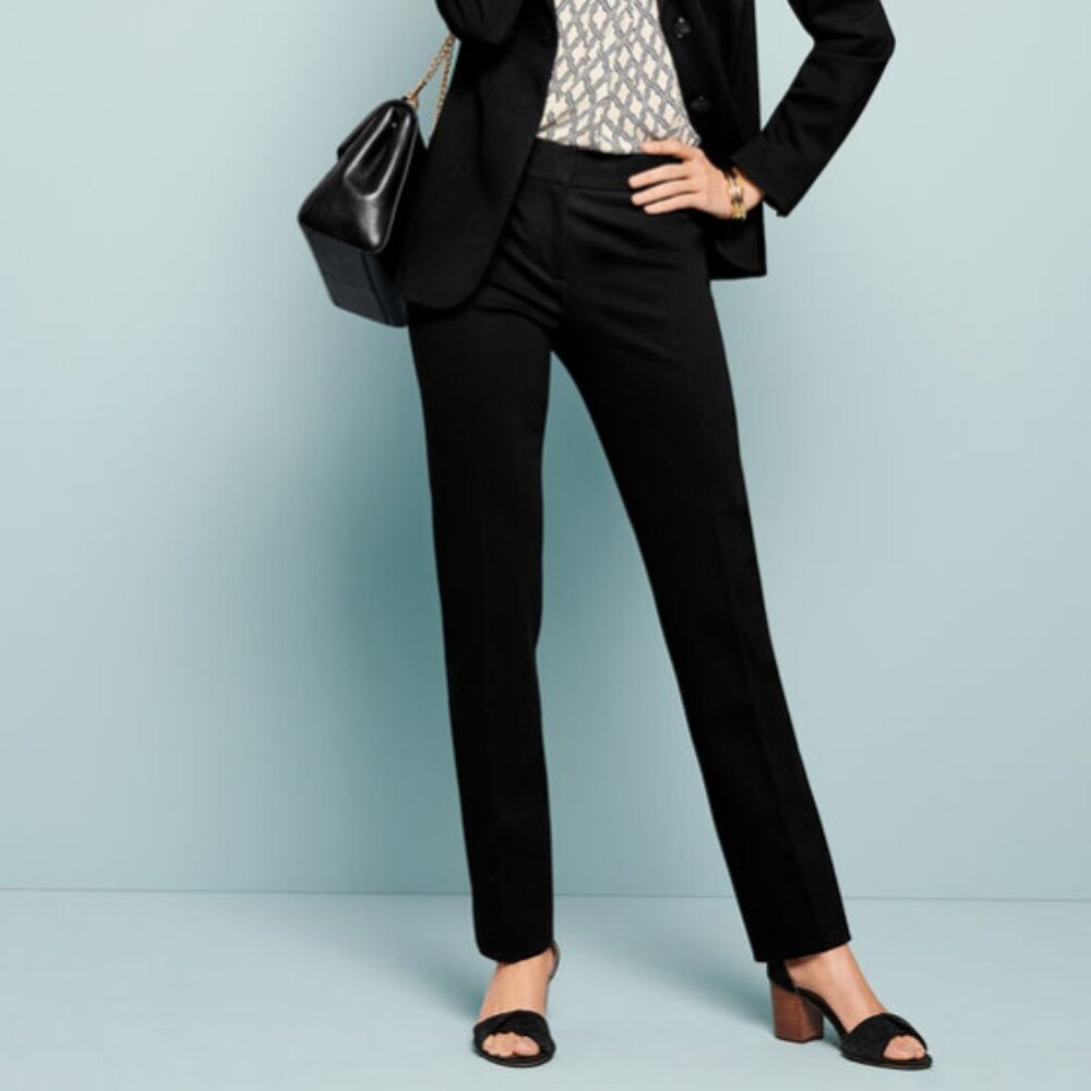 Talbots Italian Luxe Knit Straight-Leg Pants in Black